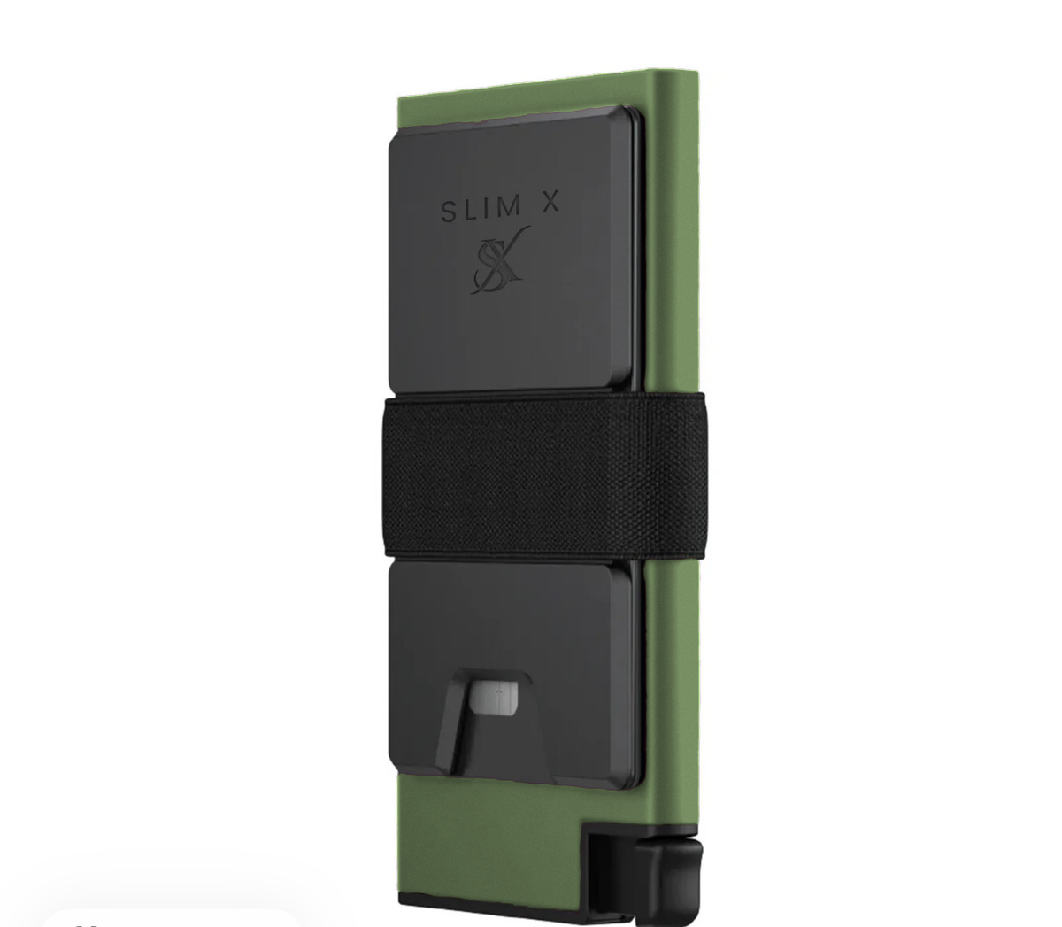 SlimX smart wallet in Green, front view 