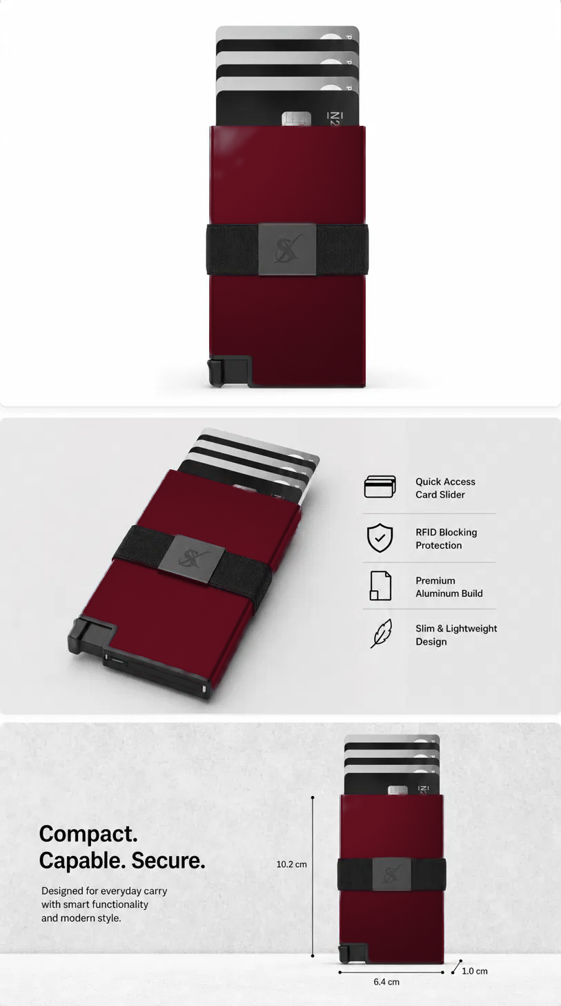 SlimX smart wallet in Red, size and details 
